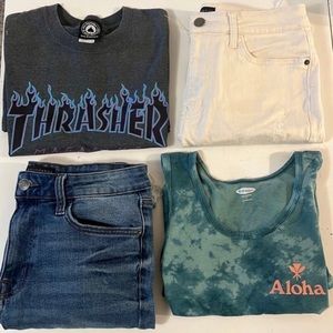Men’s small 4 piece lot shorts shirts